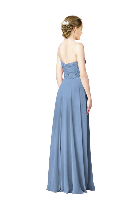 Fábrica de Lombar Chiffon Amor Comprimento Chão Sem Mangas Vestido de Festa / Vestidos de Noiva