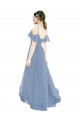 Fábrica de Chiffon Decote V Comprimento Chão Mangas Curtas Vestido de Madrinha
