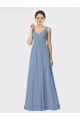 Fábrica de Chiffon Alças finas Comprimento Chão Sem Mangas Longo Vestido de Madrinha