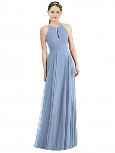 Fábrica de Chiffon Cabeçada Comprimento Chão Sem Mangas Vestido de Madrinha / Vestido de Noite