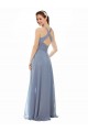 Fábrica de Chiffon Cabeçada Comprimento Chão Sem Mangas Vestidos de Festa