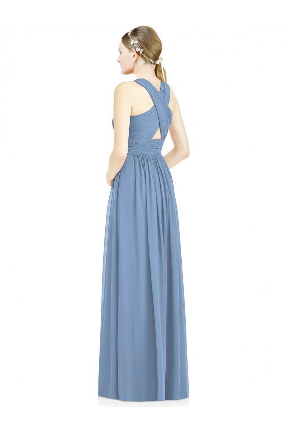 Fábrica de Chiffon Decote V Comprimento Chão Sem Mangas Vestidos Formais / Vestidos de Madrinha