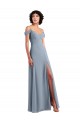 Fábrica de Chiffon Fora do Ombro Comprimento Chão Sem Mangas Vestido de Noite / Vestidos de Madrinha