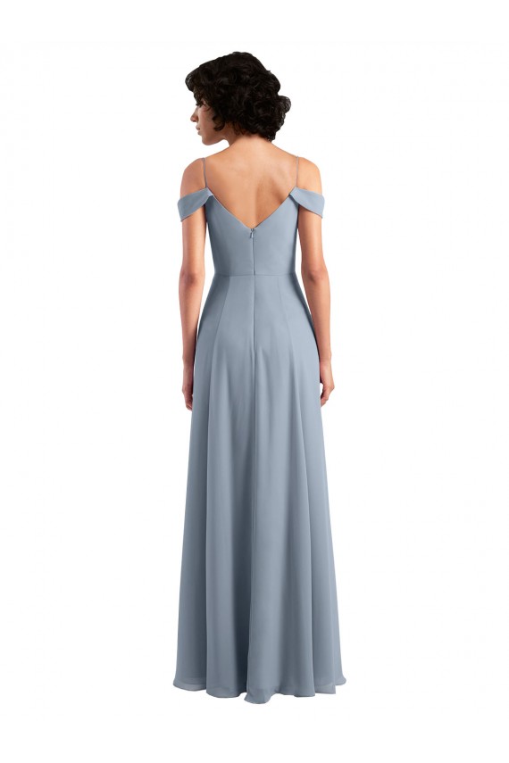 Fábrica de Chiffon Fora do Ombro Comprimento Chão Sem Mangas Vestido de Noite / Vestidos de Madrinha