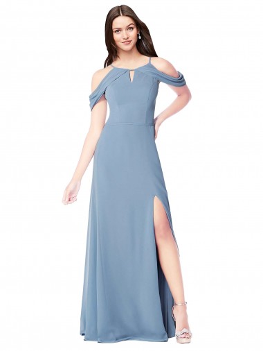 Fábrica de Chiffon Fora do Ombro Comprimento Chão Sem Mangas Linha A Vestidos de Madrinha