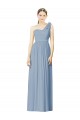 Fábrica de Chiffon Um Ombro Comprimento Chão Sem Mangas Linha A Vestido de Festa / Vestido de Madrinha
