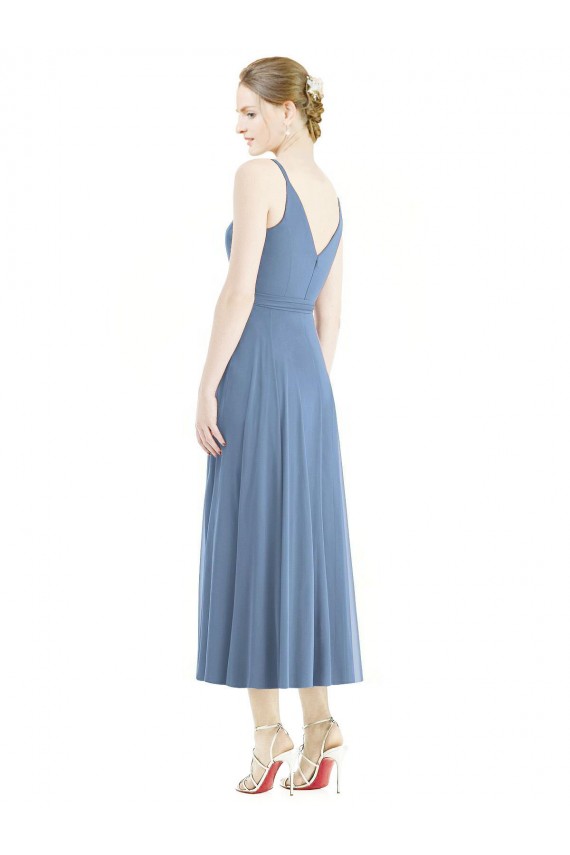 Fábrica de Chiffon Alças finas Comprimento Chá Sem Mangas Vestidos de Madrinha