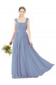 Fábrica de Abrir de volta Chiffon Decote Quadrado Comprimento Chão Sem Mangas Vestidos de Madrinha