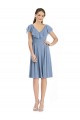 Fábrica de Costas em V Chiffon Decote V Comprimento Cocktail Mangas Curtas Vestidos de Madrinha