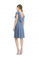 Fábrica de Costas em V Chiffon Decote V Comprimento Cocktail Mangas Curtas Vestidos de Madrinha