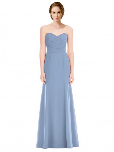 Fábrica de Chiffon Amor Comprimento Chão Sem Mangas Azul Empoeirado Vestidos de Madrinha
