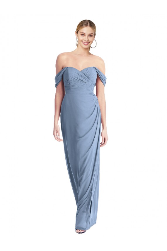 Fábrica de Lombar Chiffon Fora do Ombro Comprimento Chão Sem Mangas Sereia Vestidos de Madrinha