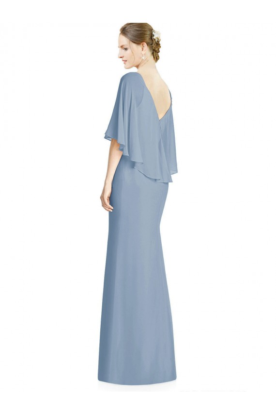 Fábrica de Chiffon Decote V Comprimento Chão Sem Mangas Trombeta Vestidos de Madrinha