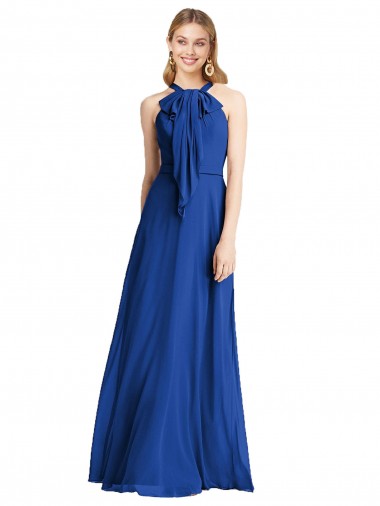 Fábrica de Costas em V Chiffon Cabeçada Comprimento Chão Sem Mangas Vestidos de Madrinha
