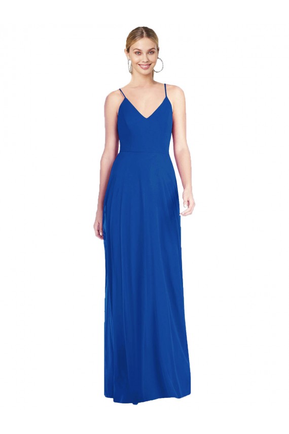 Fábrica de Criss Cruz Chiffon Alças finas Comprimento Chão Sem Mangas Vestidos de Madrinha