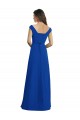 Fábrica de Chiffon Decote V Comprimento Chão Sem Mangas Azul Real Vestidos de Madrinha