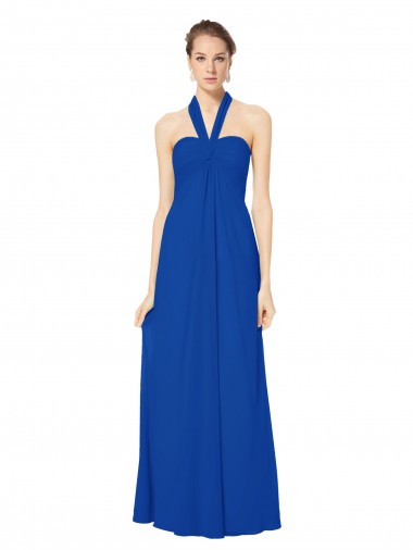 Fábrica de Lombar Chiffon Cabeçada Comprimento Chão Sem Mangas Longo Vestidos de Madrinha