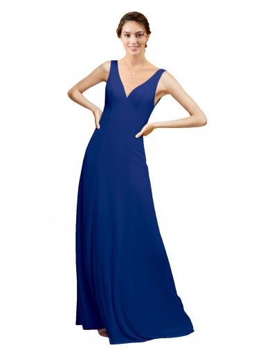 Fábrica de Lombar Chiffon Decote V Comprimento Chão Sem Mangas Vestidos de Madrinha