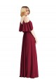 Fábrica de Chiffon Alças finas Comprimento Chão Ombro Frio Linha A Longo Vestidos de Madrinha
