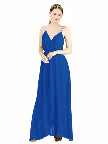Fábrica de Costas em V Chiffon Alças finas Comprimento Chão Sem Mangas Vestidos de Madrinha