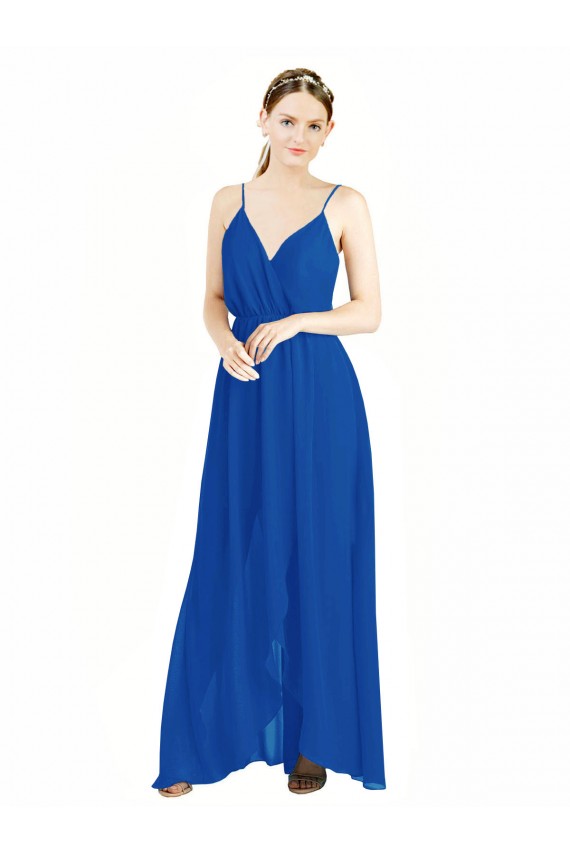 Fábrica de Costas em V Chiffon Alças finas Comprimento Chão Sem Mangas Vestidos de Madrinha