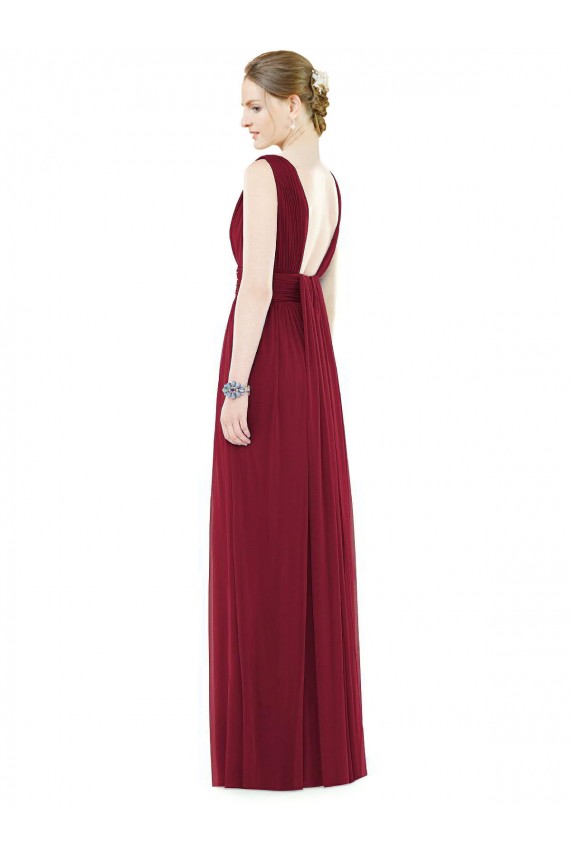 Fábrica de Chiffon Decote V Comprimento Chão Sem Mangas Longo Vestidos de Festa