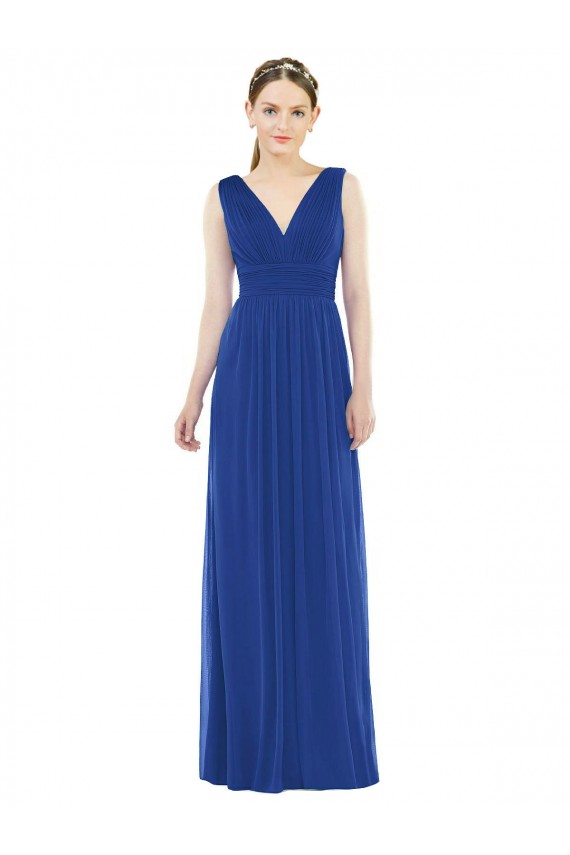 Fábrica de Chiffon Decote V Comprimento Chão Sem Mangas Longo Vestidos de Festa