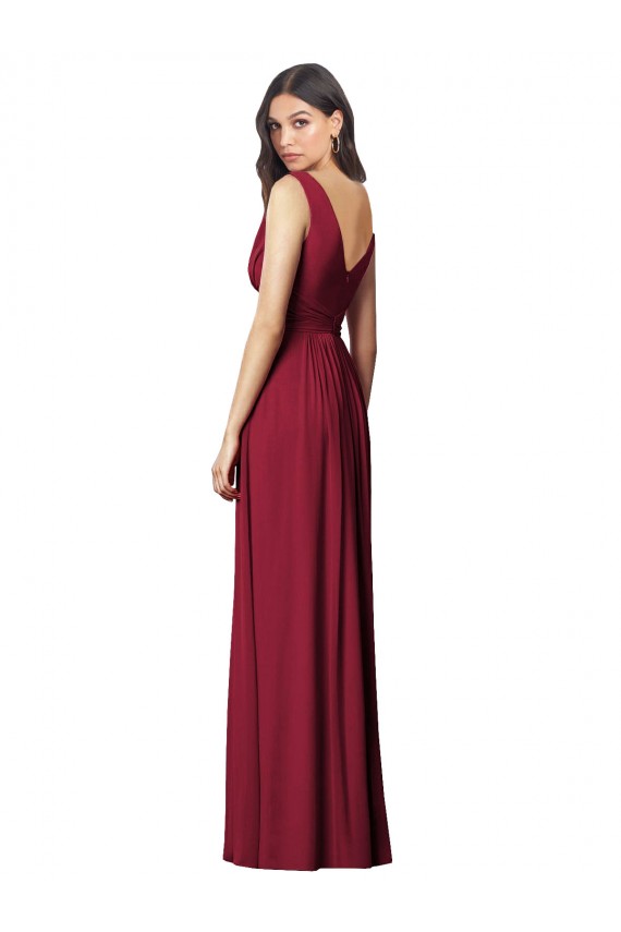 Fábrica de Costas em V Chiffon Decote V Comprimento Chão Sem Mangas Azul Real Vestidos de Madrinha