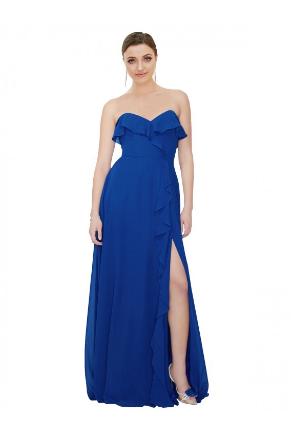 Fábrica de Chiffon Amor Comprimento Chão Sem Mangas Vestidos de Festa / Vestidos de Madrinha