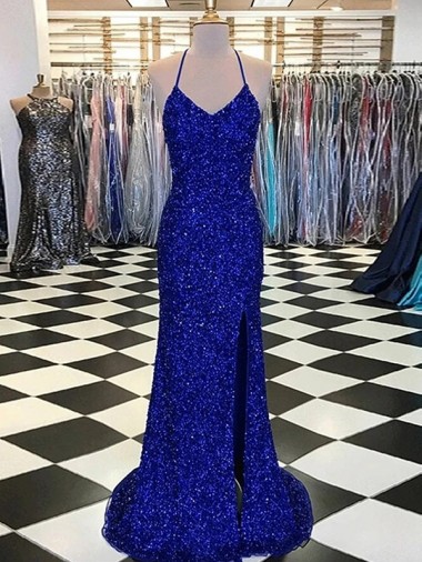 Fábrica de Lantejoulas Veludo Decote V Comboio Varredela Sem Mangas Vestido de Noiva / Vestido de Festa