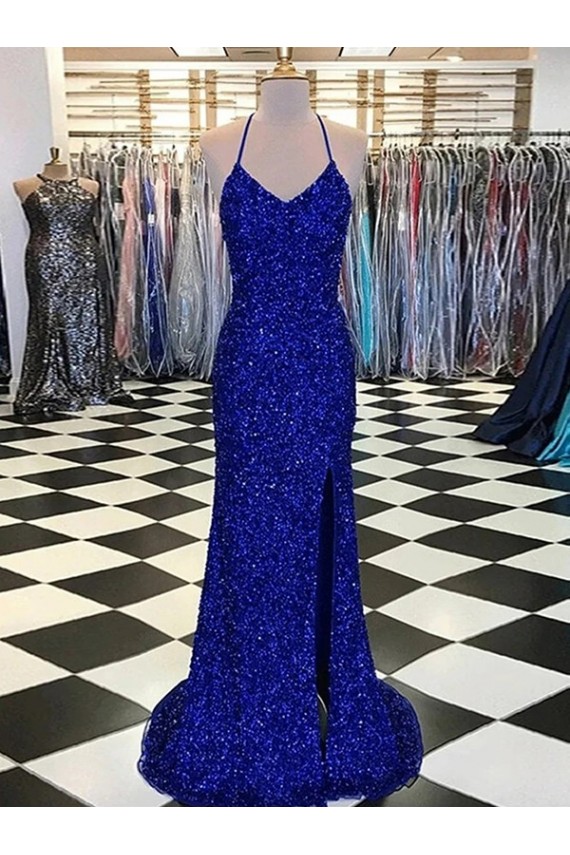 Fábrica de Lantejoulas Veludo Decote V Comboio Varredela Sem Mangas Vestido de Noiva / Vestido de Festa