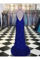 Fábrica de Lantejoulas Veludo Decote V Comboio Varredela Sem Mangas Vestido de Noiva / Vestido de Festa