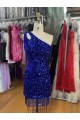 Fábrica de Lantejoulas Veludo Um Ombro Curto Sem Mangas Vestidos de Festa