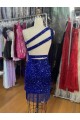 Fábrica de Lantejoulas Veludo Um Ombro Curto Sem Mangas Vestidos de Festa