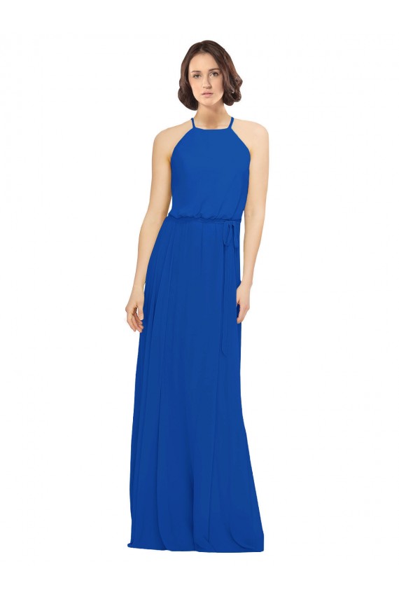 Fábrica de Chiffon Decote Joia Comprimento Chão Sem Mangas Vestidos de Madrinha