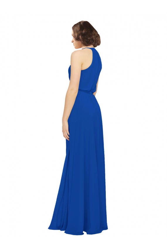 Fábrica de Chiffon Decote Joia Comprimento Chão Sem Mangas Vestidos de Madrinha