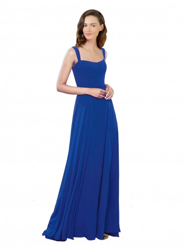 Fábrica de Chiffon Decote Quadrado Comprimento Chão Sem Mangas Vestidos de Madrinha