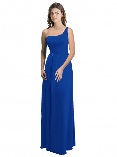 Fábrica de Lombar Chiffon Um Ombro Comprimento Chão Sem Mangas Vestidos de Madrinha