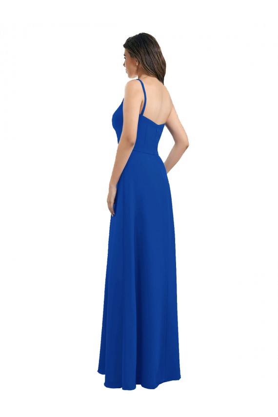 Fábrica de Lombar Chiffon Um Ombro Comprimento Chão Sem Mangas Vestidos de Madrinha