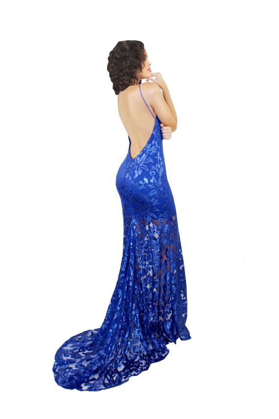 Fábrica de Abrir de volta Renda Decote Alto Comprimento Chão Sem Mangas Vestidos de Madrinha / Vestidos de Festa