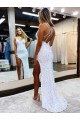 Fábrica de Lantejoulas Veludo Decote V Comprimento Chão Sem Mangas Vestidos de Festa