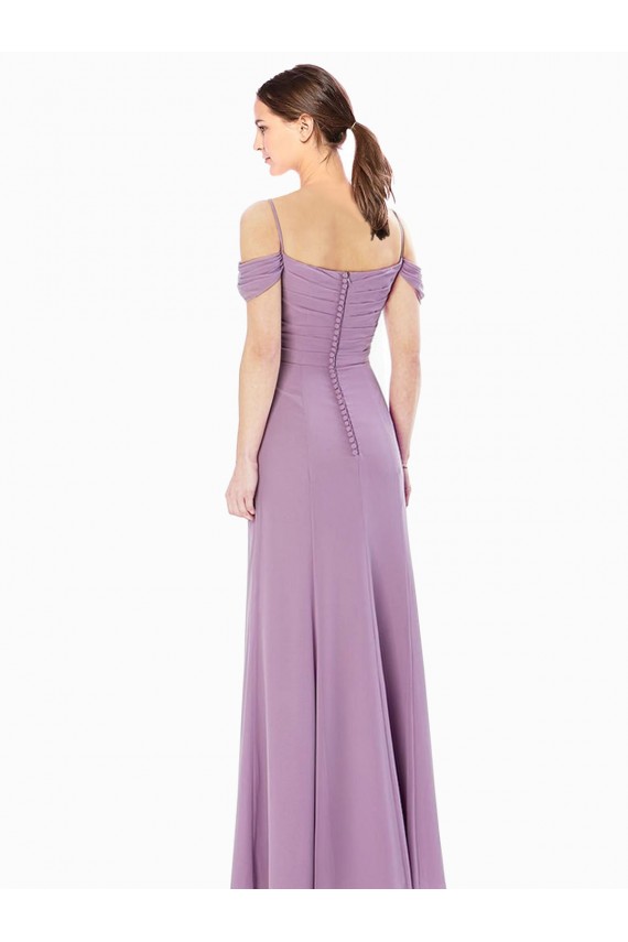 Fábrica de Chiffon Fora do Ombro Comprimento Chão Sem Mangas Vestidos de Madrinha