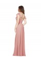 Fábrica de Criss Cruz Chiffon Decote V Comprimento Chão Mangas Esvoaçantes Vestidos de Madrinha