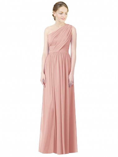 Fábrica de Chiffon Um Ombro Comprimento Chão Sem Mangas Bliss Vestidos de Madrinha