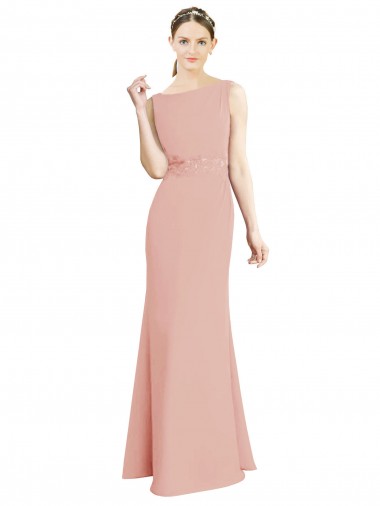 Fábrica de Chiffon Decote Barco Comprimento Chão Sem Mangas Vestidos de Madrinha