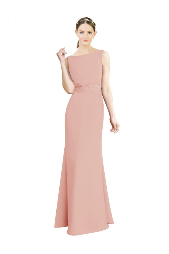 Fábrica de Chiffon Decote Barco Comprimento Chão Sem Mangas Vestidos de Madrinha