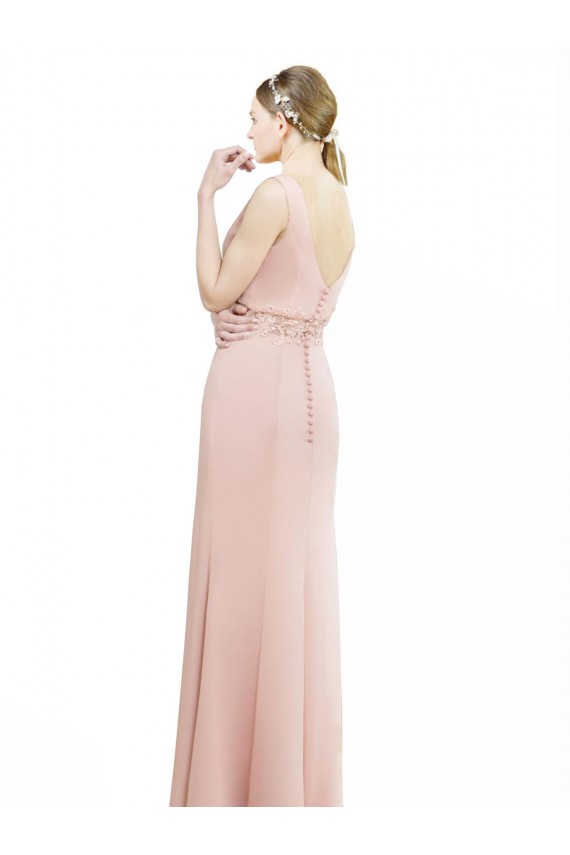 Fábrica de Chiffon Decote Barco Comprimento Chão Sem Mangas Vestidos de Madrinha