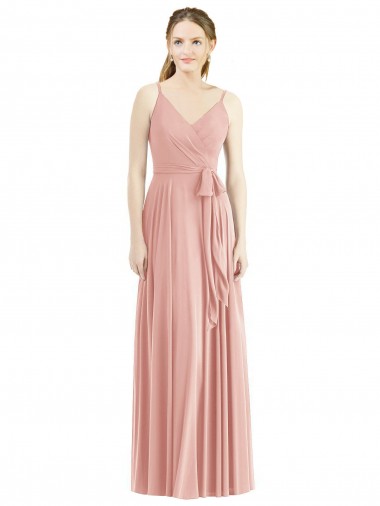 Fábrica de Chiffon Alças finas Comprimento Chão Sem Mangas Bliss Vestidos de Madrinha