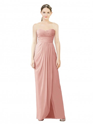 Fábrica de Chiffon Amor Comprimento Chão Sem Mangas Alto Baixo, Vestidos de Madrinha