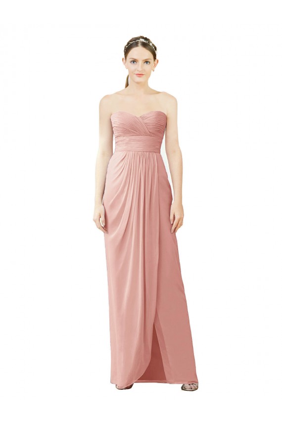 Fábrica de Chiffon Amor Comprimento Chão Sem Mangas Alto Baixo, Vestidos de Madrinha